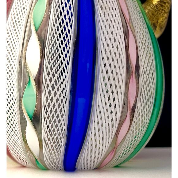 RARE Murano Zanfirico Latticino Glass Decanter Arlecchino Ribbon Gold Aventurine - Picture 9 of 11